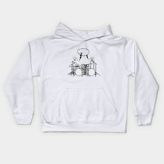 Drums Kids Hoodie by ElectricMint